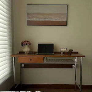 Escritorio de madera maciza de acero inoxidable de estilo antiguo japonés - Product Image 6