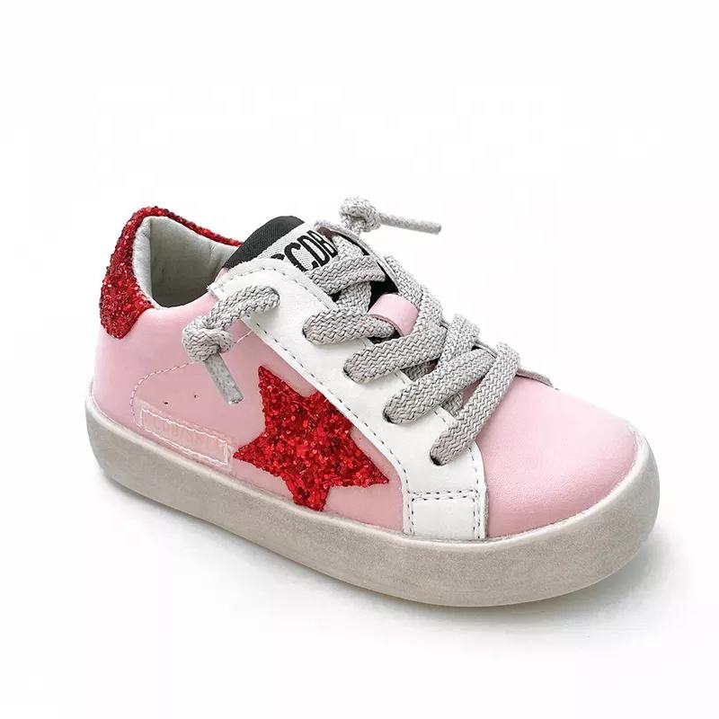 New Autumn Children's White Shoes Soft Leather Sequin Star Kids' Sport Shoes Sneakers For Boys And Girls 