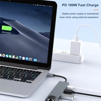 Adaptateur Hub 8 en 1 Type-C vers USB 3.0 4K HD avec lecteur de carte RJ45 SD/TF, charge rapide PD