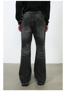 <span class=keywords><strong>Jeans</strong></span> Uomo Cargo Vintage Lavati Personalizzati Modello Svasato <span class=keywords><strong>Slim</strong></span> Fit in Denim con Toppe Effetto Vissuto - Product Image 6