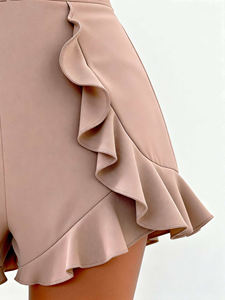 กระโปรงกางเกงขาสั้นแฟชั่นลำลองสำหรับผู้หญิง ปี 2026 แบบซิปหน้า เอวกลาง ผ้าทอ ระบายอากาศ ย้อมสีในตัว - Product Image 6