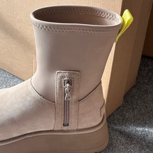 Wholesale Winter Autumn Thermal Midi Uggss Boots Cowhide <b>Wool</b> Side Zippers Add Velvet Unisex <b>Slippers</b> - Product Image 3