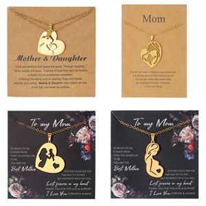 Collar para el Día de la Madre, Chapado en Oro de 18K, Colgante de Corazón de Acero Inoxidable, Regalo para Mamá e Hija - Product Image 1