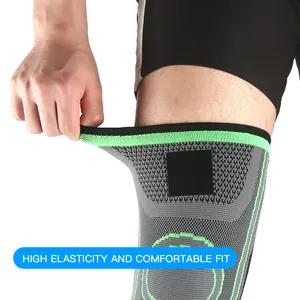 Penjepit lutut nilon rajutan 3D tekanan pabrikan penjepit pendukung lutut Keamanan kebugaran lengan kompresi olahraga berongga