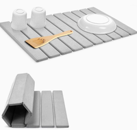 Tapis de séchage pliable en terre de diatomée, absorbant et antidérapant, pour comptoir de cuisine et vaisselle