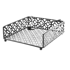 Style traditionnel noir fini métal décor serviette conteneur tissu support café et café multi-usages vaisselle utilisation - Product Image 1