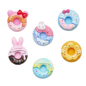 New style flatback rabbit donut food toys resin art crafts for cream glue pencil case DIY hairpin charms making party decor