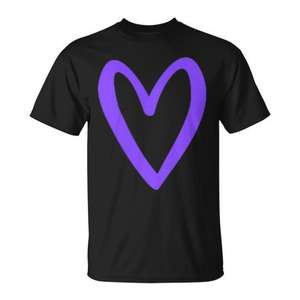 T-shirt vintage rétro violet à motif cœur pour la Saint-Valentin, design cœur miniature, vêtement promotionnel - Product Image 1