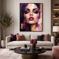 Peinture à l'huile abstraite texturée de portrait féminin de luxe, peinture sur toile impasto, peinte à la main, cadre en bois, décoration contemporaine, sur mesure