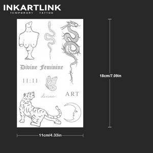 INKARTLINK - <span class=keywords><strong>Pegatinas</strong></span> de Tatuajes Temporales <span class=keywords><strong>para</strong></span> el Cuerpo, Diseño de Dragón Venus, Resistentes al Agua, Ecológicas, Duran 15 Días, Paquete al por Mayor - Product Image 4