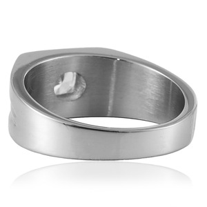 yunnique Men's <b>Titanium</b> Steel Sapphire <b>Ring</b> Geometric Design Wedding Band Simple Style - Product Image 4
