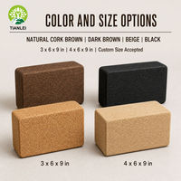 Bloc de yoga en liège naturel brun foncé haute densité 3x6x9 pouces antidérapant écologique pour yoga, pilates, exercices, logo personnalisé, vente en gros