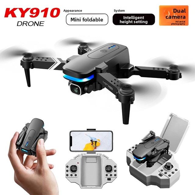 KY910 Mini Foldable Plastic Kids Drone 4K HD Dual-Camera Aerial Photography Quadcopter Altitude-Hold Remote Control Aircraft