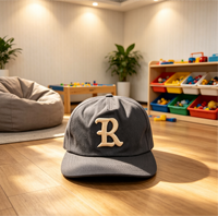 Gorra de Béisbol Premium Bordada para Niños, con Visera Plana, Logotipo Personalizado, de Algodón, 5 Paneles, Sin Estructura, para Niños Pequeños, Gorras al por Mayor