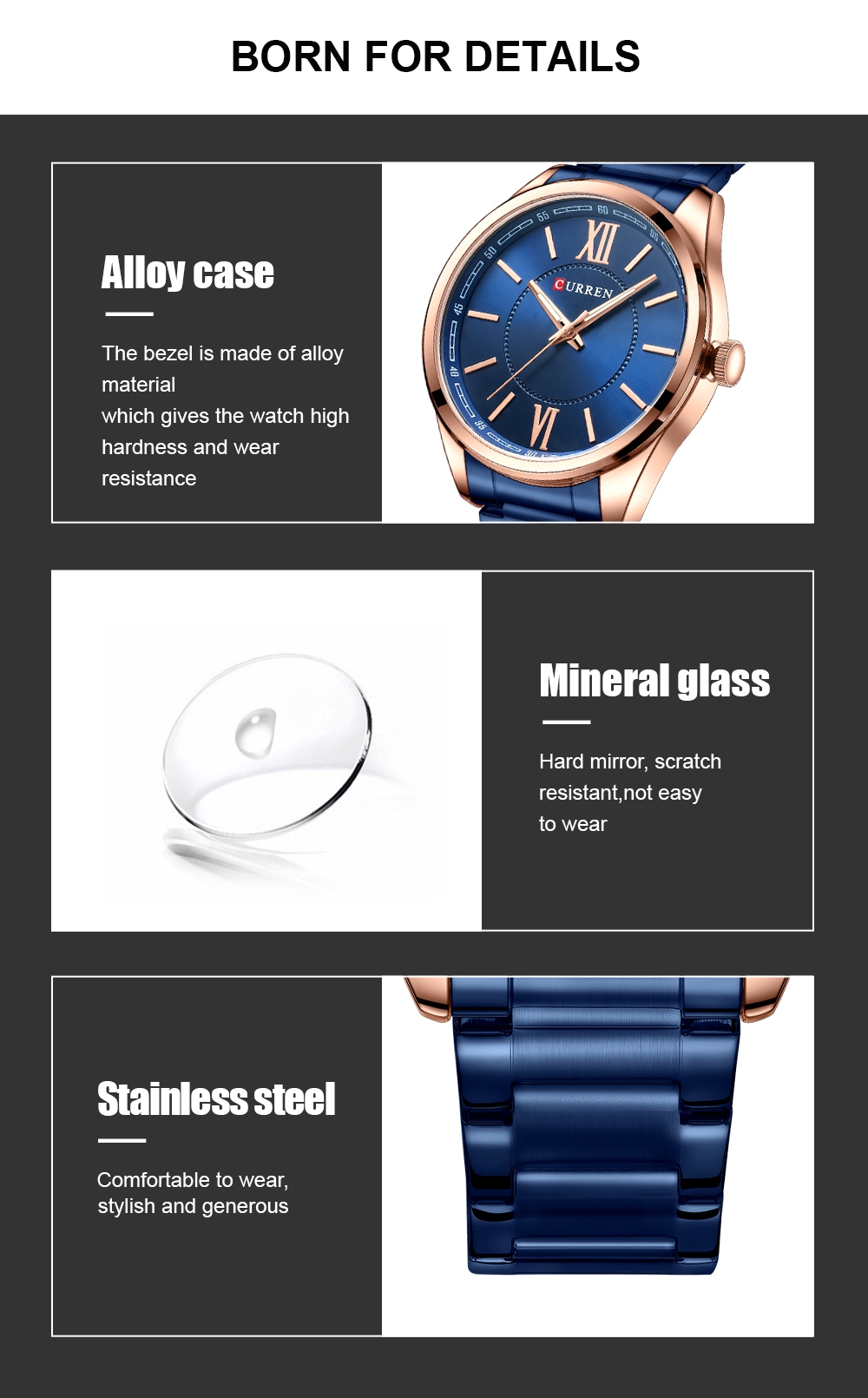 CURREN 8423 Simple Business Quartz Watches Gold Colour Classic Stainless Steel Wristwatches with Luminous Hands Male Clock