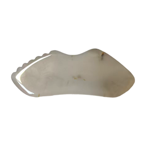 Herramienta Facial Gua Sha de Ágata Gris Natural, Masajeador de Piedra con Borde Irregular Personalizado - Product Image 4