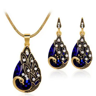 JOJO Fashion Jewelry Indian Antique Bronze Plated Ethnic Earrings Design Traditional Jewelry Set For Women