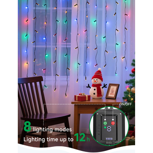 Aigostar luci di natale all'aperto 100 LED 8 modalità IP65 solare per feste 3M + 5M * 0.6M tende di luce di natale - Product Image 3
