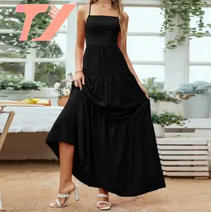 TUOYI Nouveau produit lâche dames sexy fête dos nu slip vestidos elegante femmes maxi bal longues robes femmes