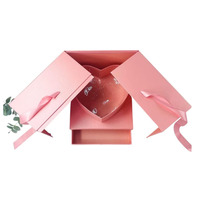 Carton rose Qualité supérieure Grandes boîtes à fleurs surprises carrées Cadeau Arrangements de luxe Boîte premium en papier solide en vrac faite à la main