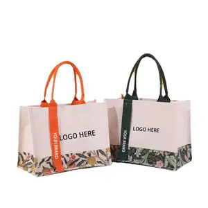 New Style Embroider Oil Painting Eco Cotton Tote Bag Women Canvas Tote Bags With Custom Printed Logo For Casual Shopping Work