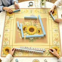 Tapis de Mahjong Américain de Haute Qualité, Pliable, Silencieux, en Caoutchouc, Housse de Table, Motif Floral Chinoiserie, Faible MOQ, Personnalisable