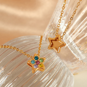Collar con Colgante de Moda, Aleación de Zinc, Engaste Pavé, Estrella, Cruz, Corazón, Trébol de Cuatro Hojas, Joyería de Regalo - Product Image 2