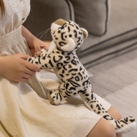 Peluche de Leopardo de las Nieves de Simulación, Juguete de Pulsera con Anillo, Relleno de Algodón PP, Regalo de Cumpleaños para Niños