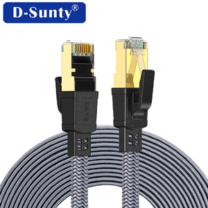 สายแพทช์คอร์ด D Sunty Cat8 แบบแบน สีเทา ถักด้วยเส้นใย 40Gbps 2000MHz FTP ทองแดงแท้ พร้อมมาตรฐาน CE RoHS - Product Image 2
