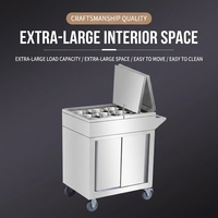 Chariot de cuisine mobile commercial en acier inoxydable, très résistant à la corrosion, avec roues et rangement pour assaisonnements – Meilleures ventes