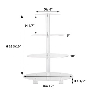 رف كيك أكريليك دائري عالي الجودة مخصص من <span class=keywords><strong>4</strong></span> طبقات - Product Image 4