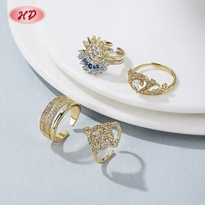 Anillo Vintage de Aleación Chapado en Oro de 18K con Circonitas Sol y Luna Celestiales para Mujer, Regalo de Aniversario, Joyería - Product Image 3