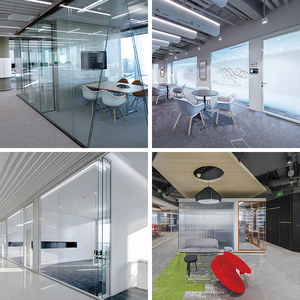 Vách ngăn văn phòng bằng kính khung nhôm với tấm cách âm chống cháy Tường Văn phòng thương mại tạm thời - Product Image 2