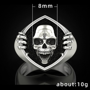 Anello Gotico Vintage con Teschio per Uomo, Stile Punk, Anello di Tendenza, Accessorio per Feste e Uso Quotidiano - Product Image 5