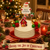 Kit de 14 décorations de gâteau de Noël Père Noël, boules rouges, vertes et dorées, maison de neige, rennes, clochettes, pour décorations de fête de fin d'année