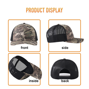 Gorra de Camionero de 6 Paneles con Malla y Parche Bordado de Camuflaje Personalizado, Etiqueta de Cuero de Camuflaje, Casquette, Gorras - Product Image 3