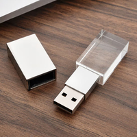Memoria USB de cristal de alta velocidad con logotipo personalizado, Memoria USB transparente de 8GB, 16GB, 32GB, 64GB, 4GB, regalo promocional Premium