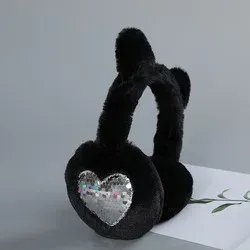 2024 extérieur femmes hiver chaud mignon <span class=keywords><strong>cache</strong></span>-oreilles <span class=keywords><strong>polaire</strong></span> fausse fourrure coeur bling mignon <span class=keywords><strong>oreille</strong></span> couverture pour temps froid - Product Image 6