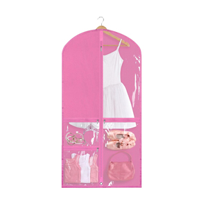 Bolsa para Disfraces <span class=keywords><strong>de</strong></span> Danza Infantil, 4 Colores, 100x50cm, Funda Colgante <span class=keywords><strong>de</strong></span> Tela No Tejida con 3 Bolsillos Transparentes y Ojales Metálicos para Recital <span class=keywords><strong>de</strong></span> Ballet - Product Image 1