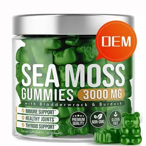 Hot Sale OEM Vegan Organic Vitamin C Improve Immune Energy Sea Moss Gummies With Bladder wrack Burdock bear gummy