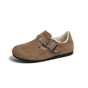 Birkenstocks một Giày mùa đông nội thất bằng len Guốc mules tăng chiều cao dày da Cotton outwear đầu lớn - Product Image 6