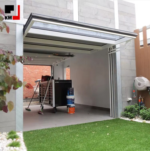 <span class=keywords><strong>Porte</strong></span> <span class=keywords><strong>de</strong></span> <span class=keywords><strong>garage</strong></span> verticale à double battant en aluminium et verre, style moderne, résistante au vent, avec surface finie - Product Image 2