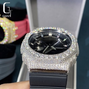 Boîtier de montre en moissanite Iced Out, <span class=keywords><strong>lunette</strong></span> DW6900, cadran diamanté, pièce de montre en argent sterling 925, moissanite VVS, passe le testeur de diamant - Product Image 3