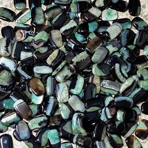 Collar largo anudado a mano con piedra de viruta de piedra natural verde-negra, collar con Colgante de Piedra cuadrada negra-verde - Product Image 6