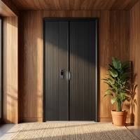 Porte de sécurité moderne en acier, entrée sans clé, porte extérieure principale, options de quincaillerie personnalisées pour la chaîne d'approvisionnement mondiale