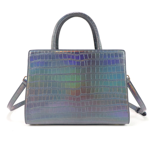 Women PU Leather Texture Handbag Metallic Tote <b>Bag</b> <b>Large</b> Capacity Shoulder Purse For <b>Work</b> Daily Use - Product Image 2