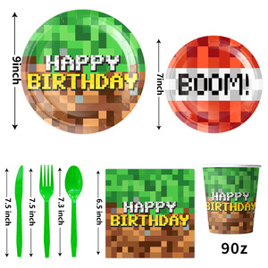 Paquete a Granel de Artículos para Fiestas Temáticas de Videojuegos de Dibujos Animados para Niños, Vasos y Platos de Papel Decorativos para Cumpleaños de Niños y Eventos Grupales - Product Image 5