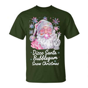 Camiseta Disco Santa Bubblegum Snow Christmas para mujeres y niñas, regalo navideño - Product Image 2