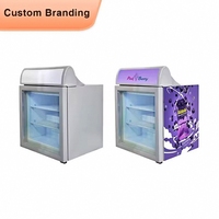 Oumeite SD55 Mini Congélateur Commercial 55L Affichage Réfrigérateur avec Lumière LED Étagère Réglable pour Bar Utilisation Portable Metal Design