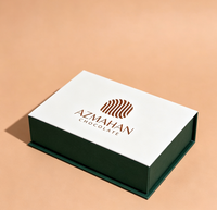 Boîte d'emballage en papier rigide de luxe imprimée en quatre couleurs avec logo personnalisé, matériaux recyclés, pour chocolat, bonbons, truffes